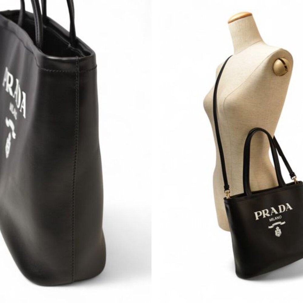 Prada Tote Bag 2-Way Bag 1 Bg507 Soft Calf with Strap - Picture 2 of 14